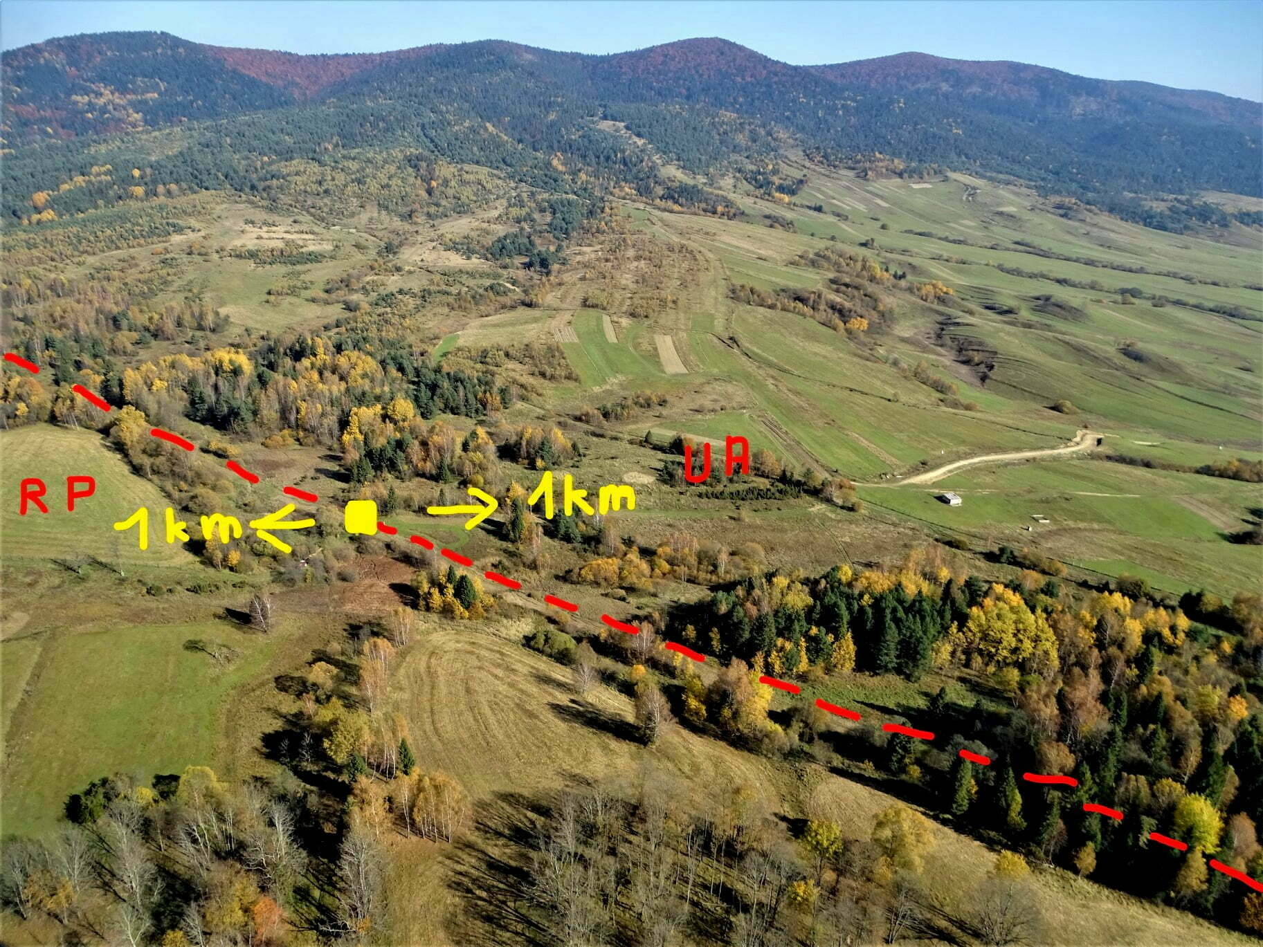Szkic granicy i miejsce ewentualnego przejścia granicznego zdjęcia WIG / fot. Bogusław Kochanowicz